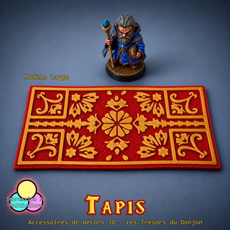 tapis donjon Modele-Large tapis donjon impression 3D rouge or modèle large décor RPG