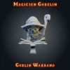 Magicien gobelin figurine magicien gobelin en résine, chapeau de sorcier et grimoire ouvert, Goblin Warband, imprimée 3D en atelier breton