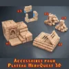 accessoires pour plateau de base Heroquest 3d lot d'accessoires plateau HeroQuest 3D : escalier, trappe, éboulis et portes secrètes, imprimés PLA+ en atelier breton