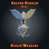 archer gobelin en vol figurine gobelin volant sur rapace en résine, deux lames, Goblin Warband, imprimée 3D en atelier breton