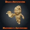 zelie artificiere figurine figurine artificière résine : Zélie, gnome au gantelet mécanique, imprimée en atelier breton, base ronde ou carrée