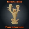 Esprit de l-eau Figurine esprit de l'eau en résine : petit élémentaire jaillissant d'une flaque, bras levés et bouche grande ouverte, gamme Force Élémentaire