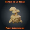 Esprit de la Terre Figurine esprit de la terre en résine : petit élémentaire de souche et de pierre portant un arbre, gamme Force Élémentaire