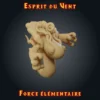 Esprit du Vent Figurine esprit du vent en résine : petit élémentaire tourbillonnant aux volutes de nuage et aux mains tendues, gamme Force Élémentaire
