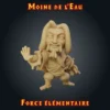 Moine de l-eau Figurine moine de l'eau : maître d'arts martiaux à la longue moustache, garde souple paume ouverte, résine imprimée en atelier breton, base ronde ou carrée