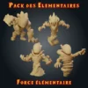 Pack des élémentaires Pack figurines élémentaires : les 4 élémentaires terre, feu, eau et vent en résine, imprimés en atelier breton