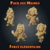 Pack des moines Pack figurines moines : les 4 maîtres d'arts martiaux terre, feu, eau et vent en résine, imprimés en atelier breton