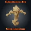 élémentaire de Feu Figurine élémentaire de feu : esprit de flammes aux bras griffus, résine imprimée en atelier breton, base ronde ou carrée