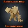 élémentaire de Terre Figurine élémentaire de terre : golem de roche facettée en résine, imprimé en atelier breton, base ronde ou carrée
