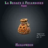 La Besace à Friandises-02 La Besace à Friandises, accessoire Halloween en résine pour JDR : sac de toile noué par une corde, orné d'un visage de citrouille souriant - proposition de mise en couleurs