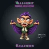 Vladounet-02 Vladounet, figurine de petit vampire en résine 28 mm déployant sa grande cape à bout de bras, crocs sortis, pull tricoté et cheveux en bataille