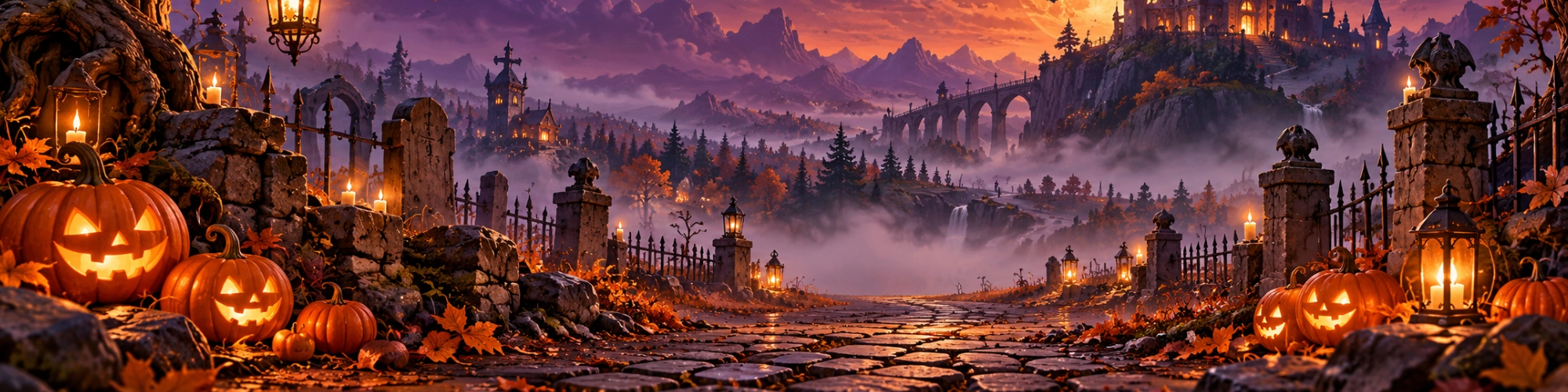 banniere halloween Paysage d’Halloween au clair de lune