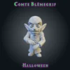 comte blemegrif-01 Comte Blêmegrif, figurine de vampire en résine 28 mm au crâne chauve, oreilles pointues, dents en avant et longues mains griffues, série Halloween vue brute